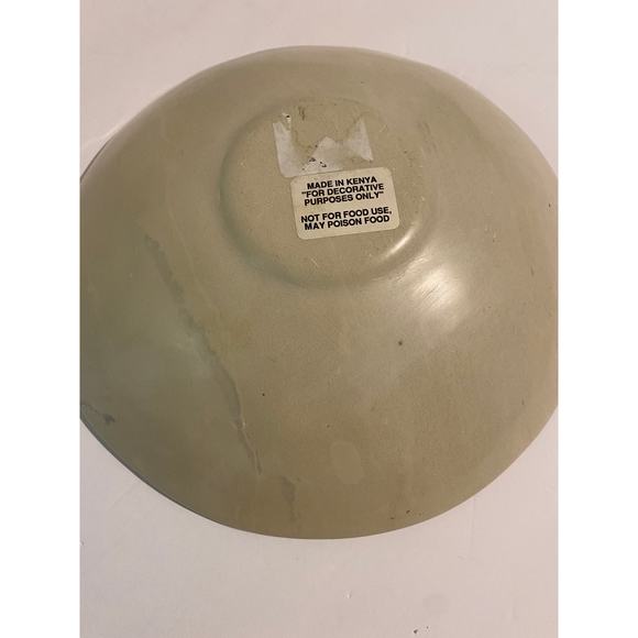 Decorative 10" Pink Stone Bowl made in Kenya, Great for Boho style - Picture 3 of 4